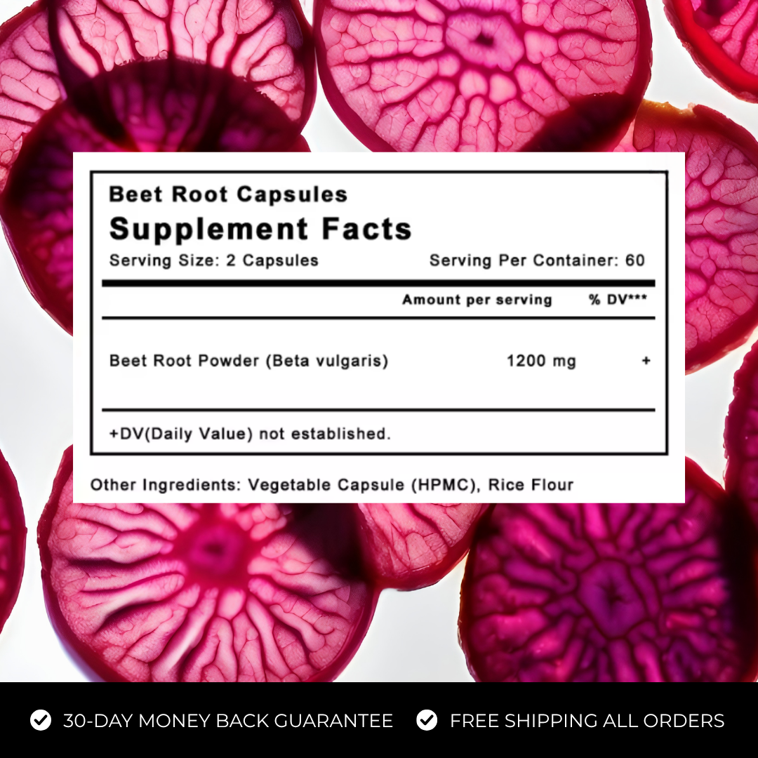 BeetNourish – Beetroot Capsules for Blood Pressure, Energy, Digestion & Brain Support (120 ct)