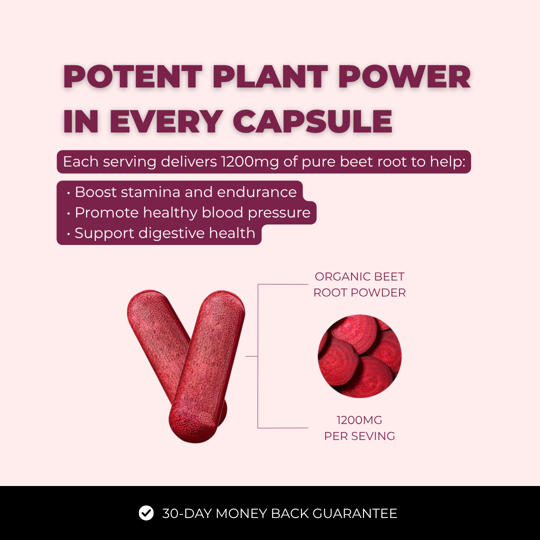 BeetNourish – Beetroot Capsules for Blood Pressure, Energy, Digestion & Brain Support (120 ct)